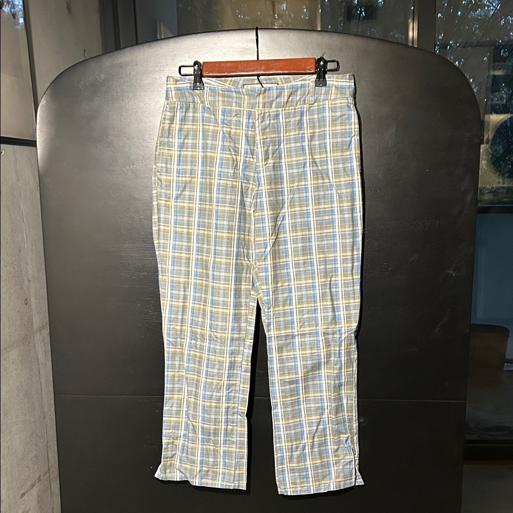 Blue Asphalt Women's Plaid Chinos in Blue and Yellow